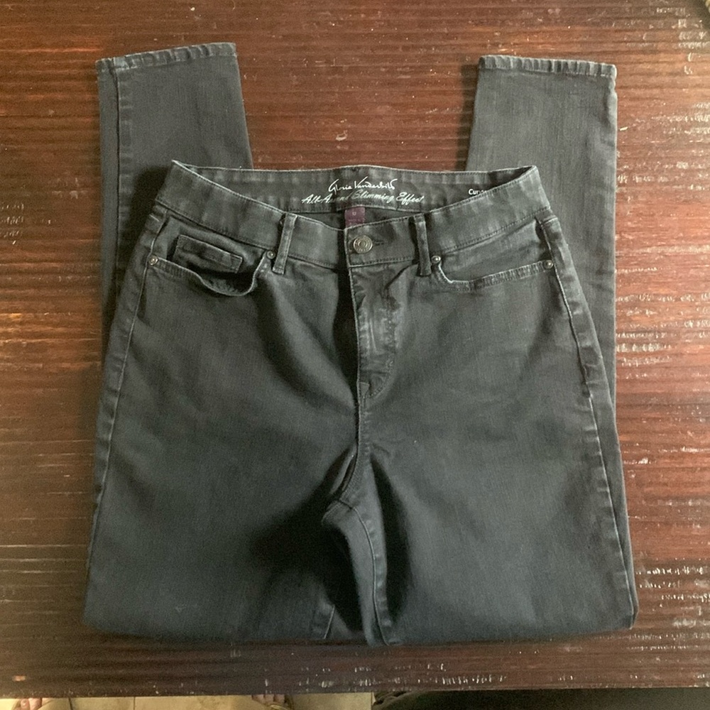 Curvy black wash skinny denim stretch jeans - size 12